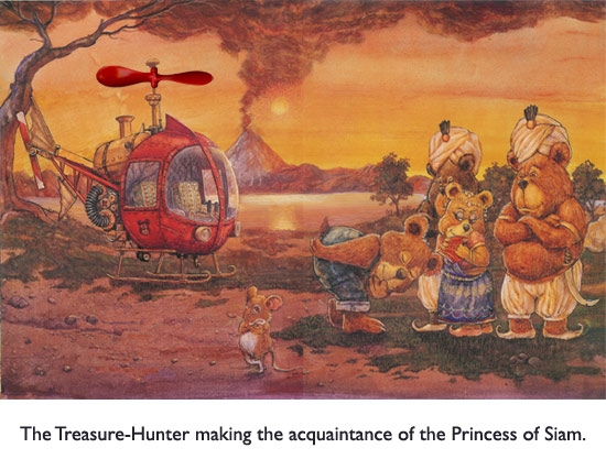 ‘The Treasure Hunter’s Helicopter’  Seems like those bodyguards should be of some use… but no, it’s all up to Bear to rescue the personal belongings of the Princess of Siam.